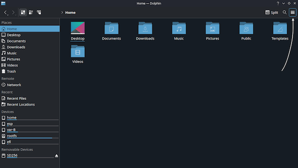 The hamburger menu in the top right corner
