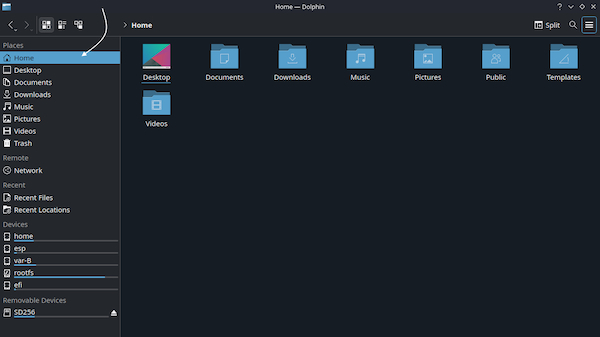 Go to the Places -> Home directory