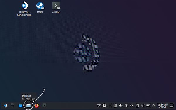 By default, you can find Dolphin on your desktop
