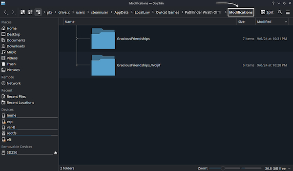 This is the parent folder for mod settings and saves
