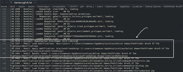 The logs show that the mod was successfully found and loaded.